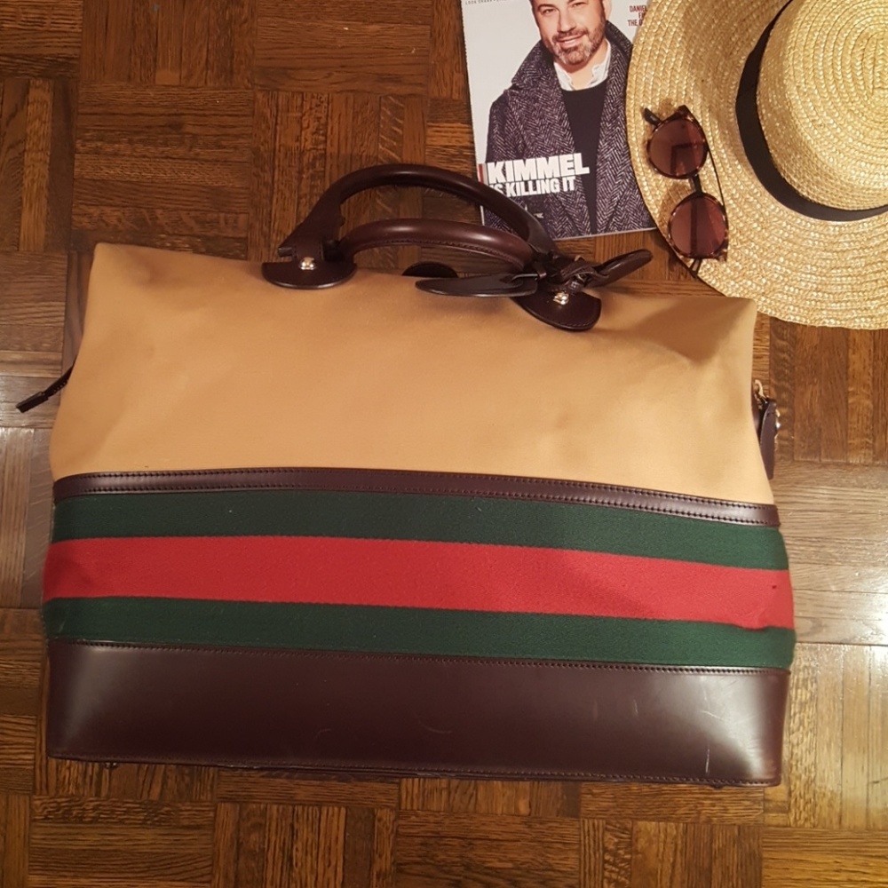 Gucci leather trim web duffle